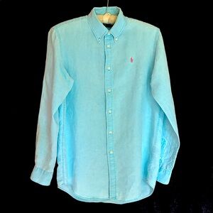 Ralph Lauren Sz M Aqua Blue Button-Down Shirt